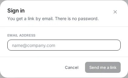 The Sign in dialog asking for an email address